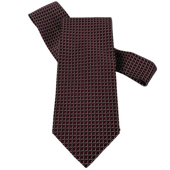 Jos. A. Bank NEW Signature Collection Silk Men's Neck Tie Burgundy Black White - Picture 1 of 5